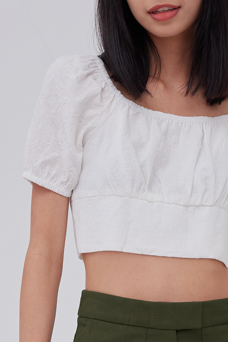 Nadia Embroidered Top in White