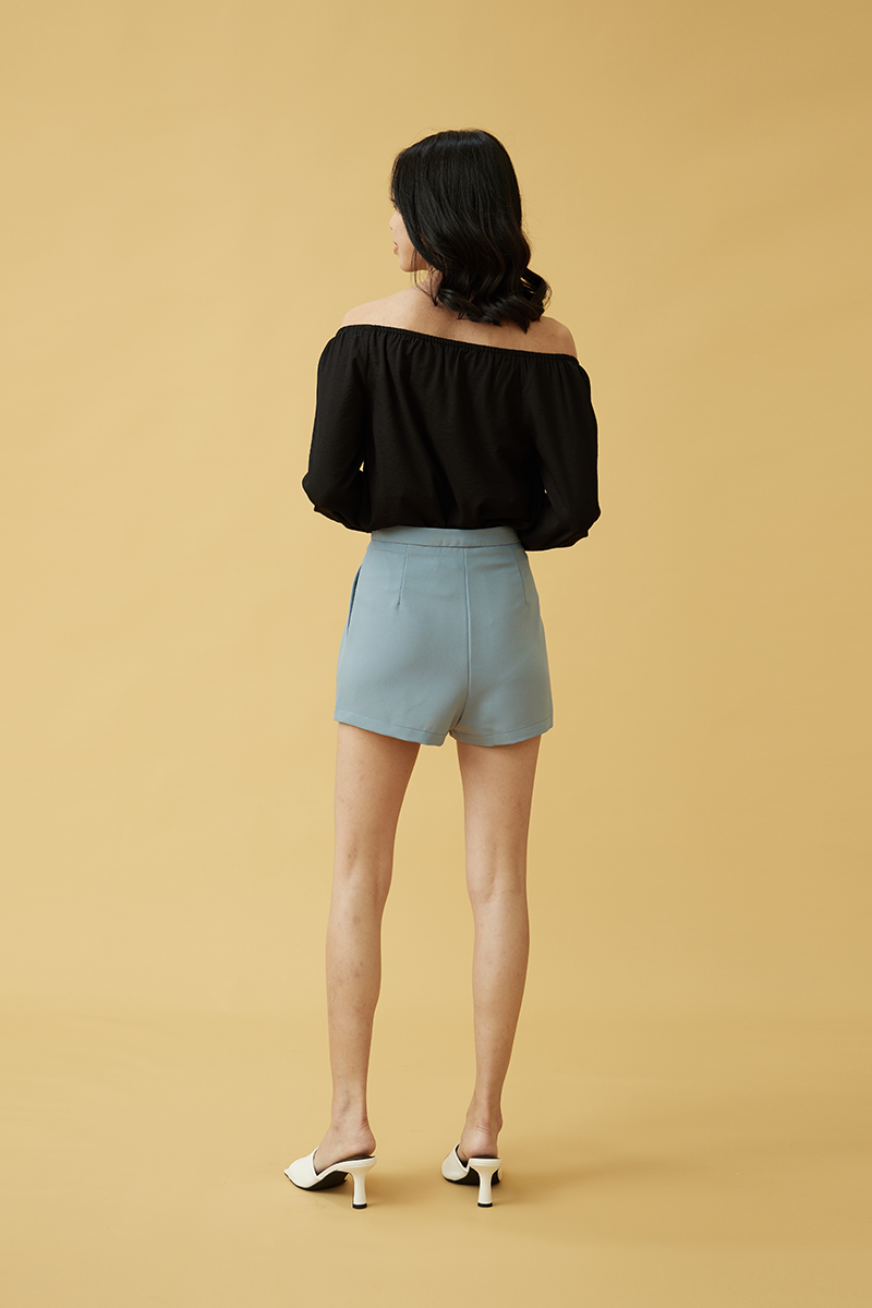 Jez A-Line Shorts in Dusty Blue