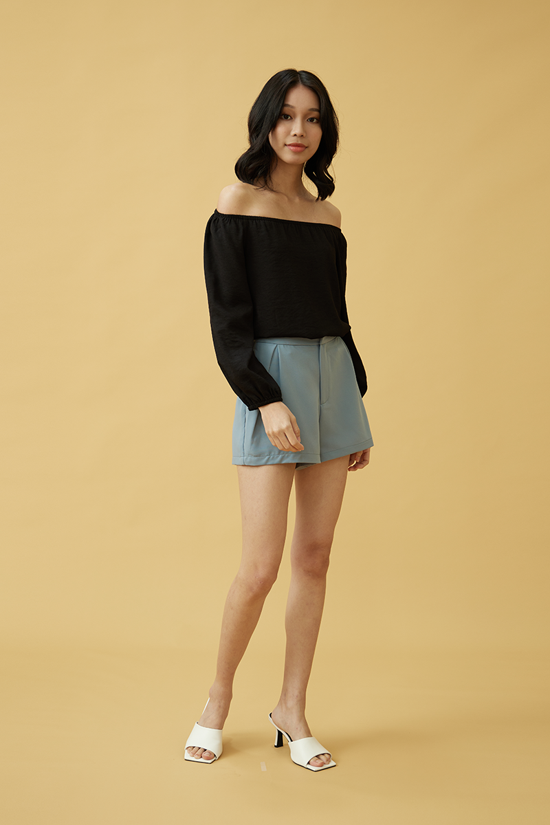 Jez A-Line Shorts in Dusty Blue