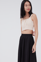 Roxy Checkered Crop Top in Beige