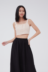 Roxy Checkered Crop Top in Beige