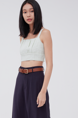 Roxy Checkered Crop Top in Sage