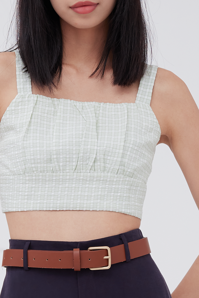 Roxy Checkered Crop Top in Sage