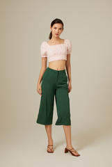 Rowena Puff Sleeve Crop Top in Powder