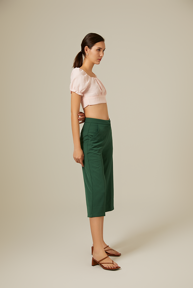 Rowena Puff Sleeve Crop Top in Powder