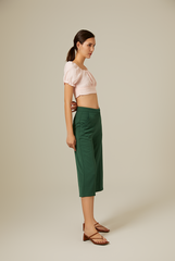 Rowena Puff Sleeve Crop Top in Powder