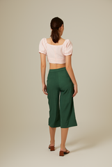 Rowena Puff Sleeve Crop Top in Powder