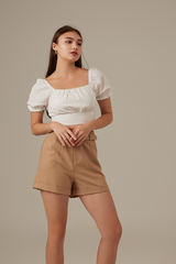 Rowena Puff Sleeve Crop Top in White