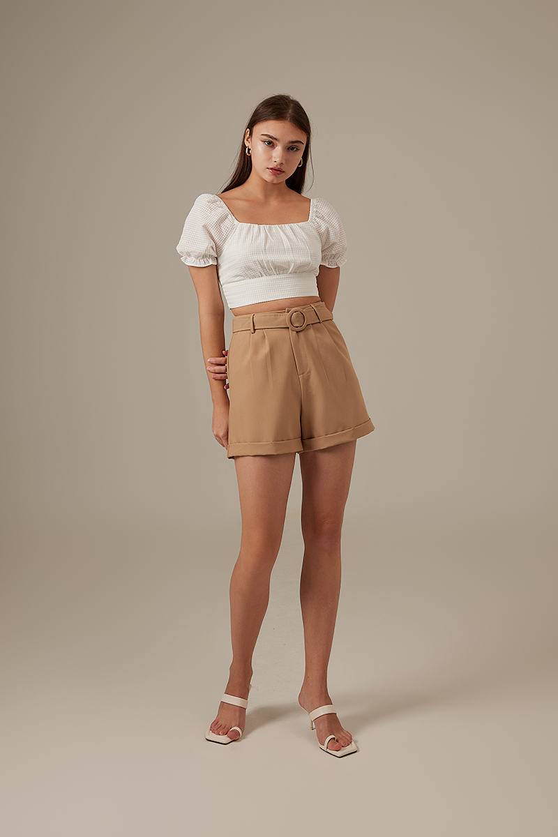 Rowena Puff Sleeve Crop Top in White