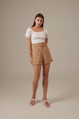 Rowena Puff Sleeve Crop Top in White
