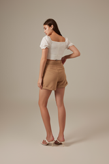 Rowena Puff Sleeve Crop Top in White