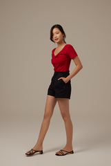 Shelby Knotted Top in Cherry