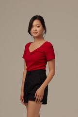 Shelby Knotted Top in Cherry