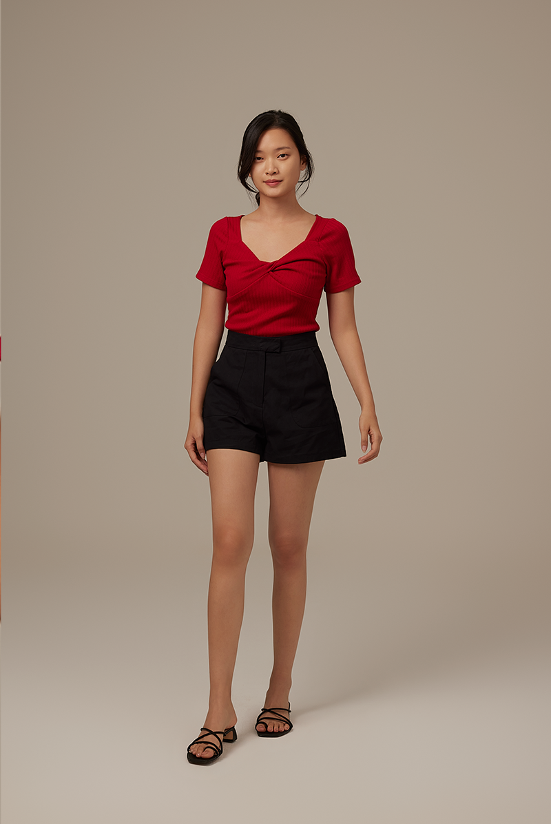 Shelby Knotted Top in Cherry