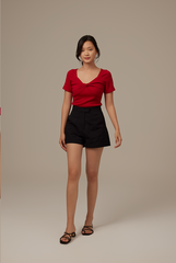 Shelby Knotted Top in Cherry