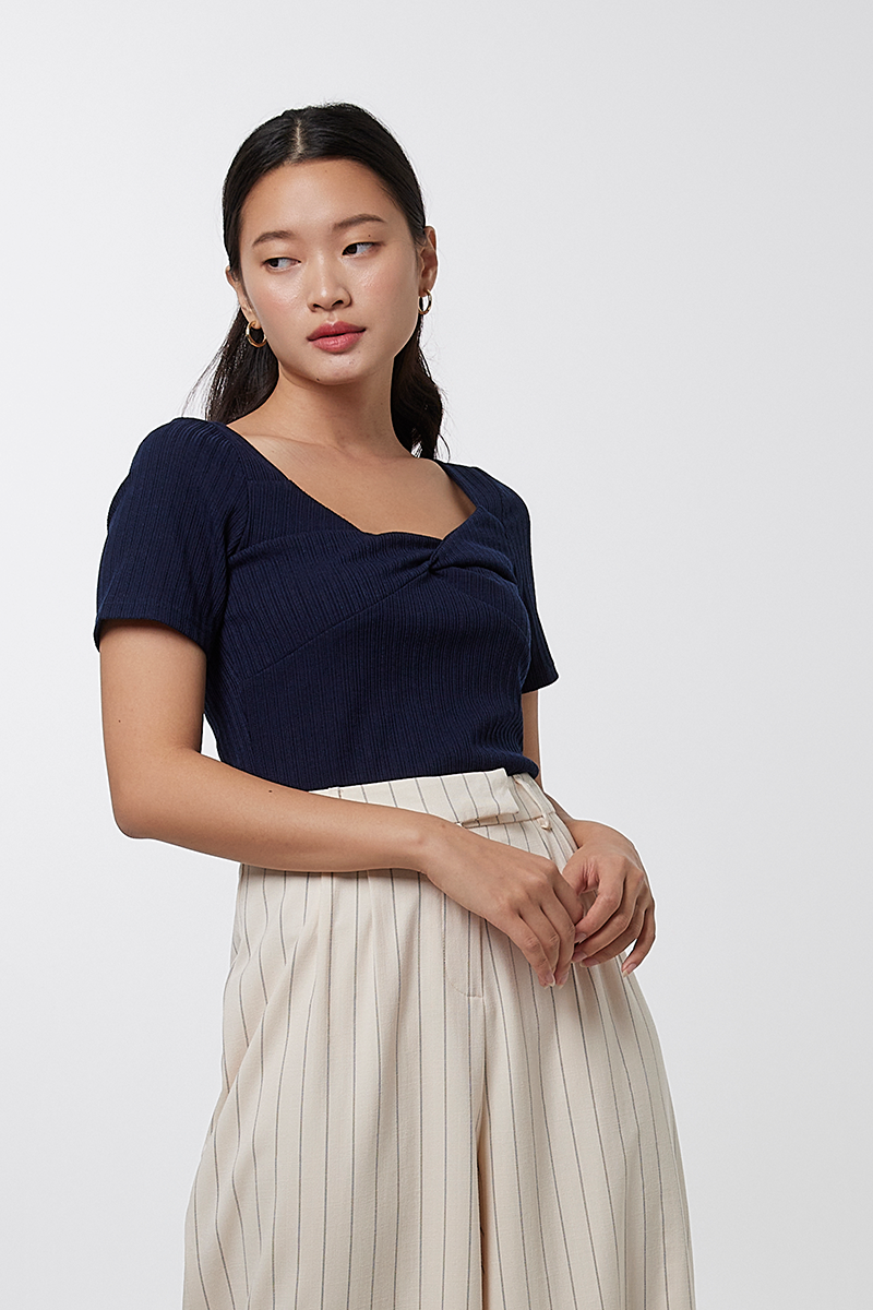 Shelby Knotted Top in Navy Blue