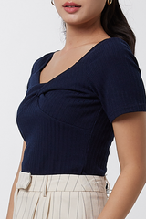 Shelby Knotted Top in Navy Blue