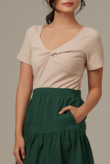 Shelby Knotted Top in Oat