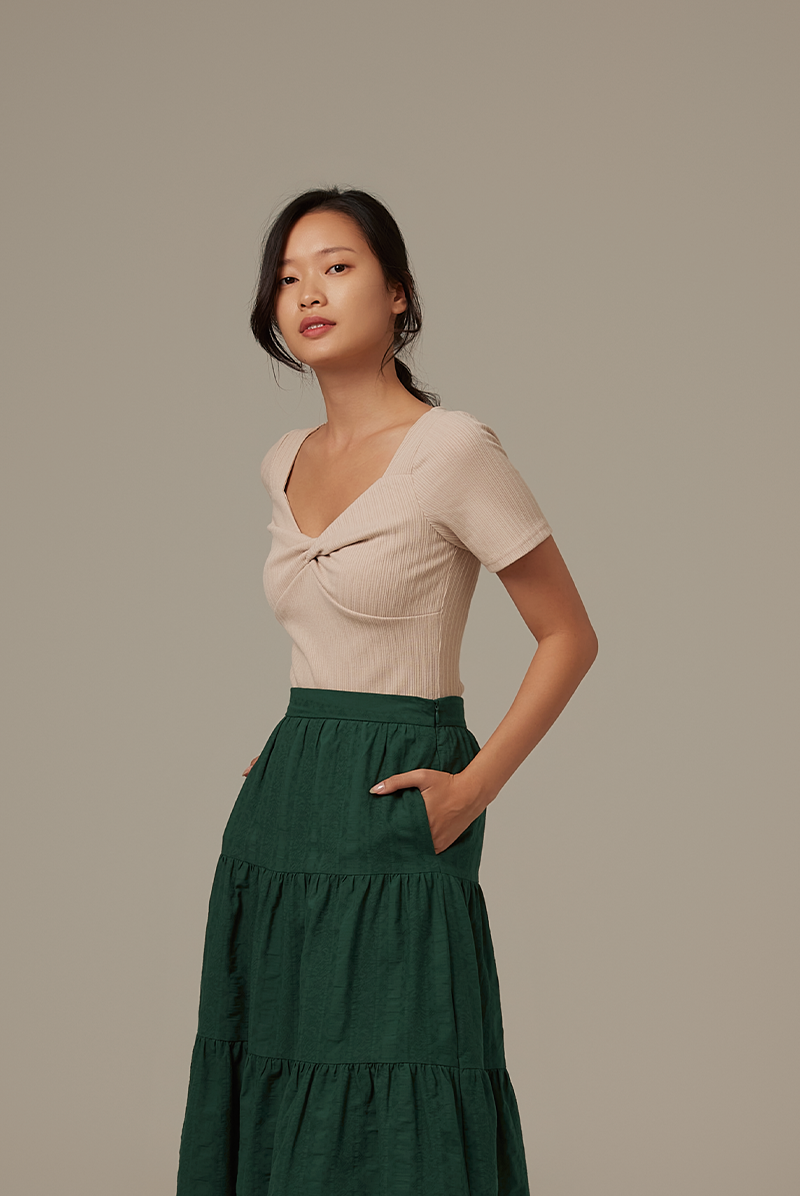 Shelby Knotted Top in Oat
