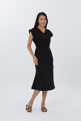 Josie Cuff Panel Sleeve Top in Black