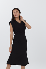 Josie Cuff Panel Sleeve Top in Black