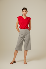 Josie Cuff Panel Sleeve Top in Red