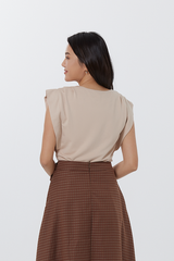 Josie Cuff Panel Sleeve Top in Sand