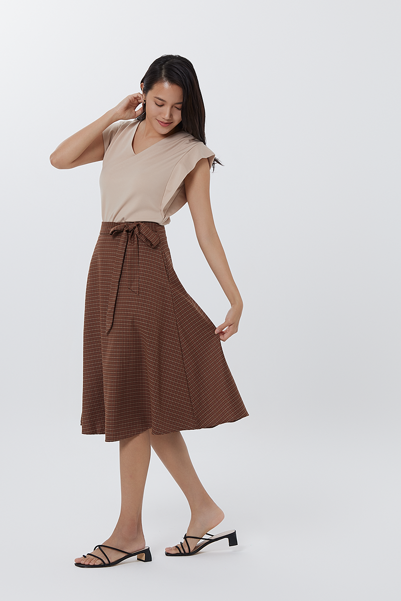 Josie Cuff Panel Sleeve Top in Sand