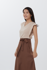 Josie Cuff Panel Sleeve Top in Sand