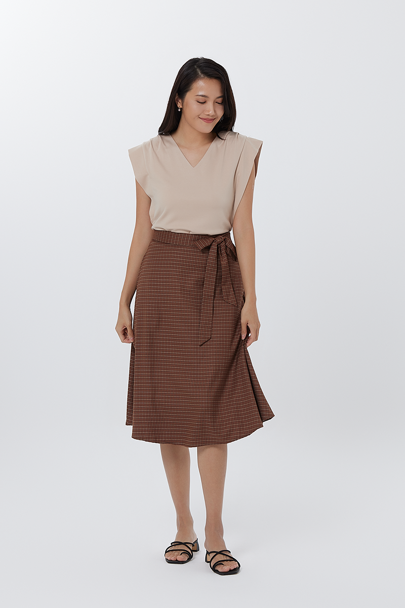 Josie Cuff Panel Sleeve Top in Sand