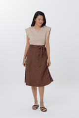 Josie Cuff Panel Sleeve Top in Sand