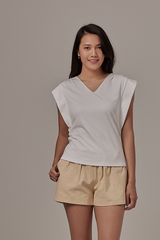 Josie Cuff Panel Sleeve Top in White