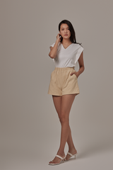Josie Cuff Panel Sleeve Top in White