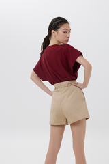 Bysha Batwing Jersey Tee in Burgundy