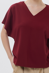 Bysha Batwing Jersey Tee in Burgundy