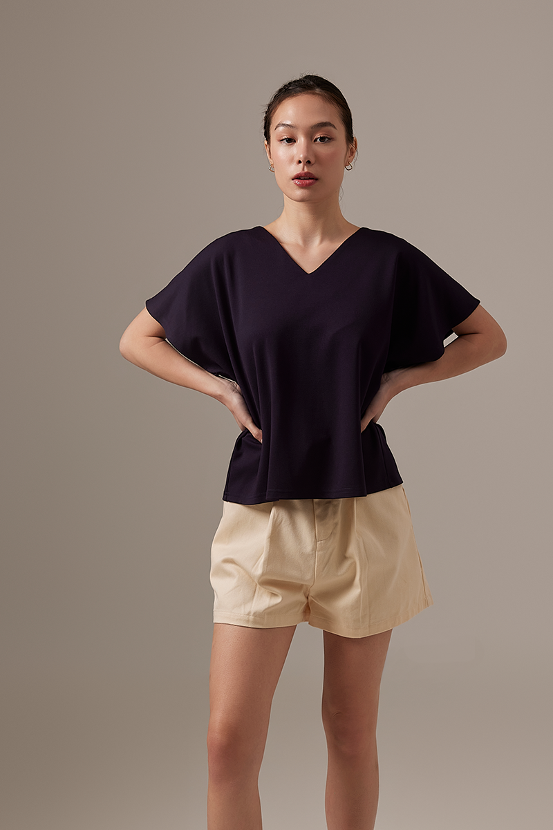Bysha Batwing Jersey Tee in Navy Blue