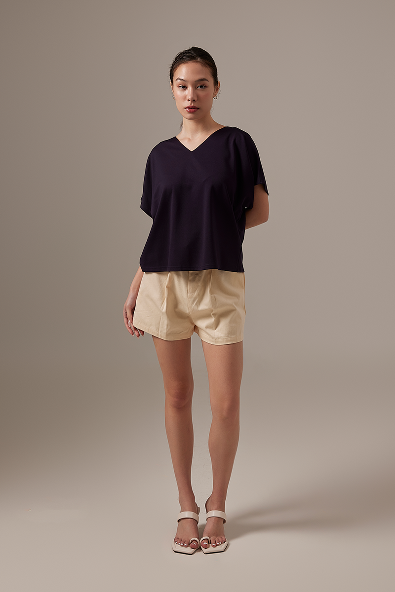 Bysha Batwing Jersey Tee in Navy Blue