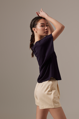 Bysha Batwing Jersey Tee in Navy Blue