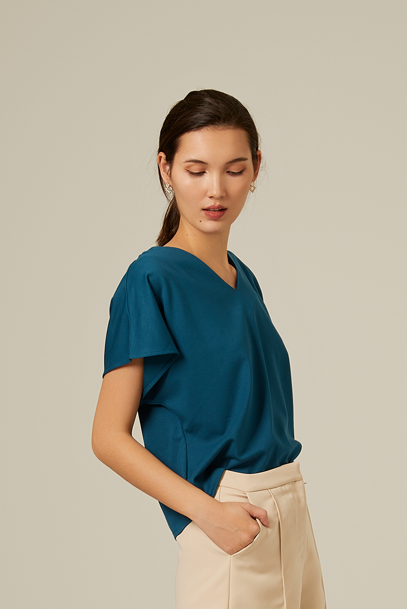 Bysha Batwing Jersey Tee in Teal