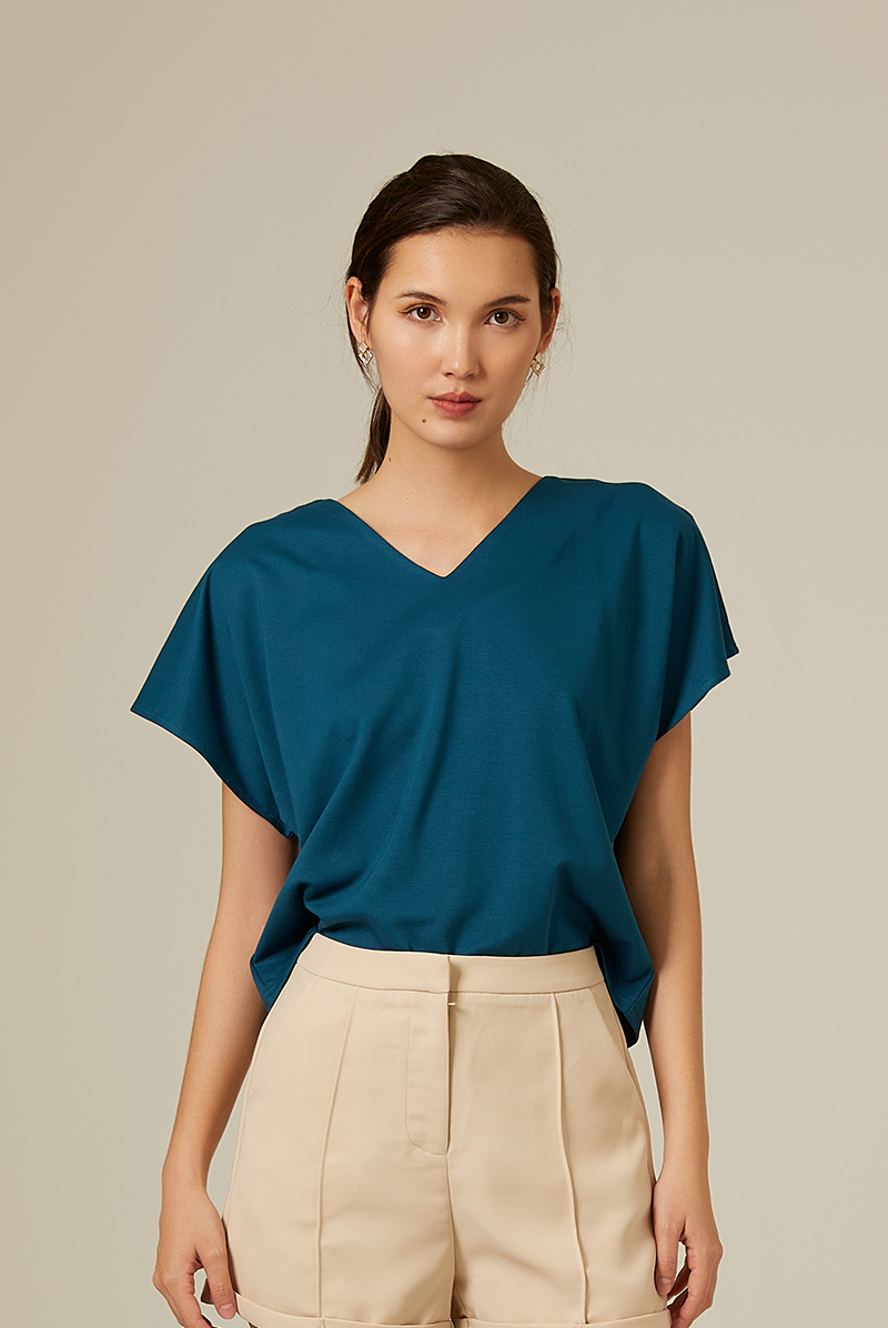 Bysha Batwing Jersey Tee in Teal