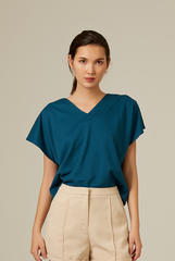 Bysha Batwing Jersey Tee in Teal