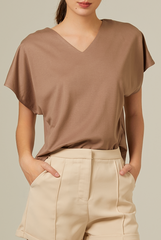 Bysha Batwing Jersey Tee in Truffle