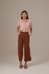 Vindie Puff Sleeves Blouse in Blush