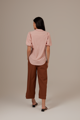 Vindie Puff Sleeves Blouse in Blush