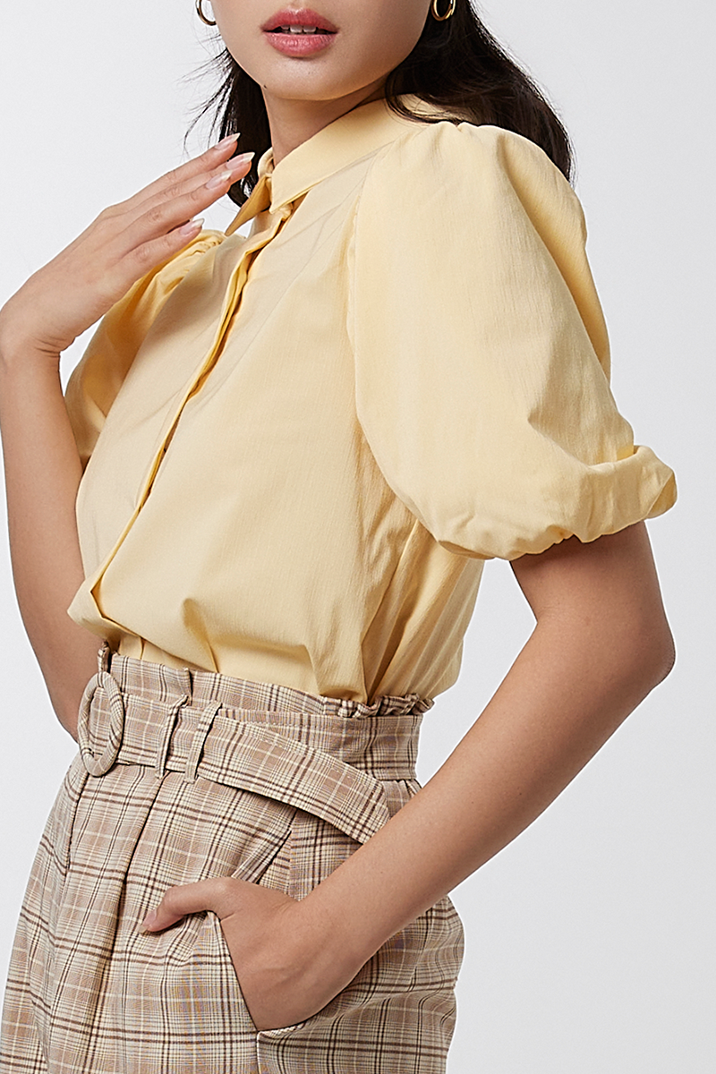 Vindie Puff Sleeves Blouse in Butter