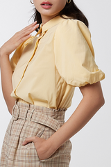 Vindie Puff Sleeves Blouse in Butter