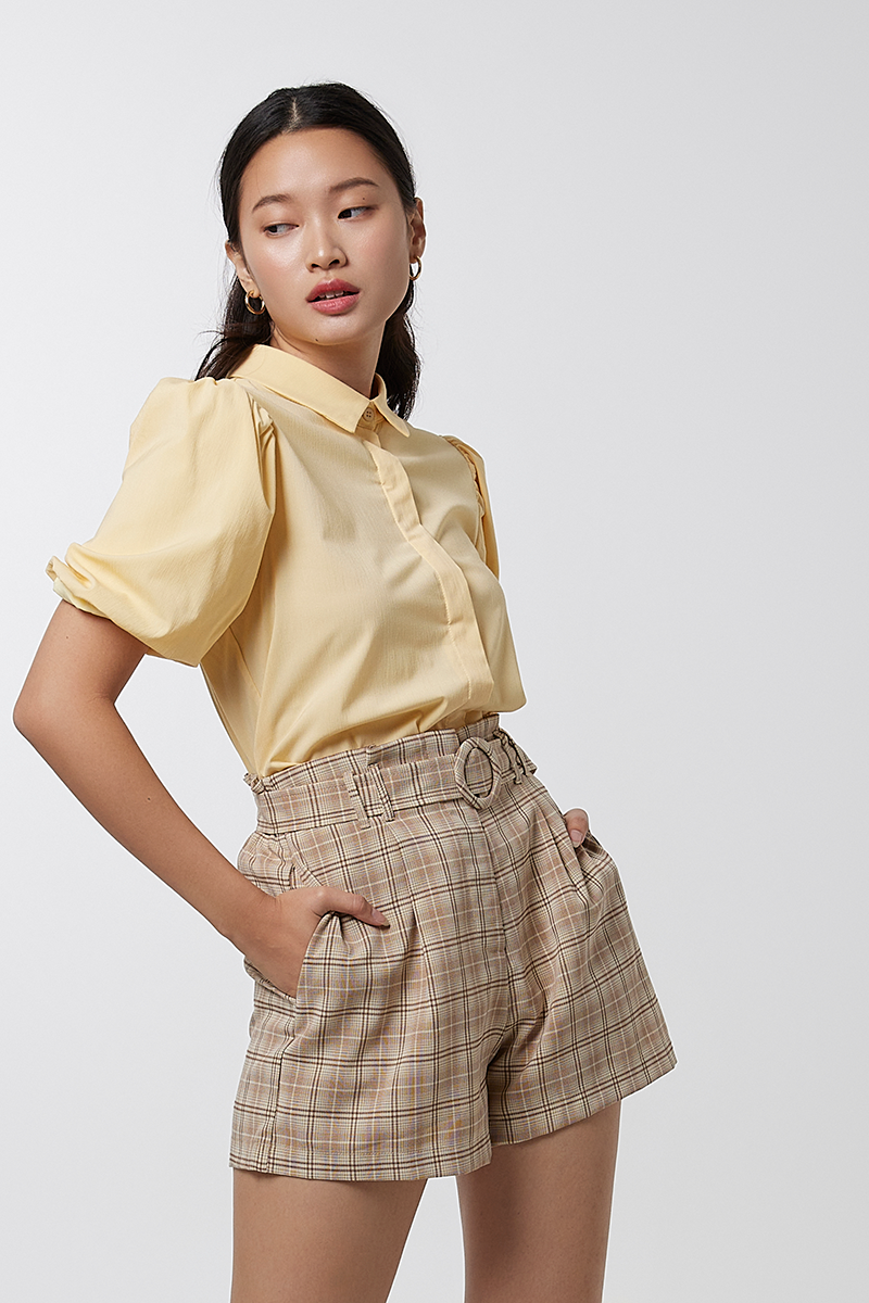 Vindie Puff Sleeves Blouse in Butter