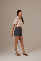 Vindie Puff Sleeves Blouse in Powder