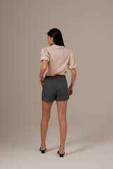 Vindie Puff Sleeves Blouse in Powder