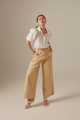 Vindie Puff Sleeves Blouse in White